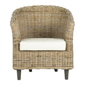 Hawthorne Collection Wicker Barrel Chair in Natural Unfinished | Cymax