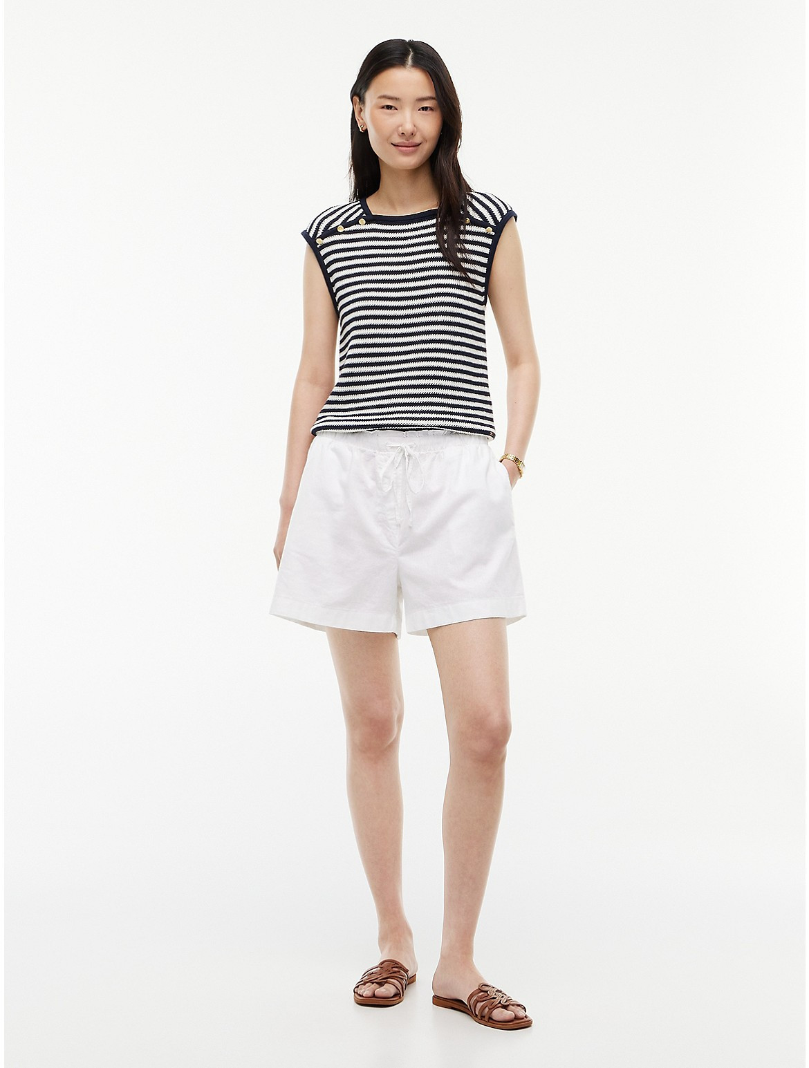 Tommy Hilfiger Women's Linen-Cotton Blend Pull-On Short - Optic White - S | Tommy Hilfiger (US)