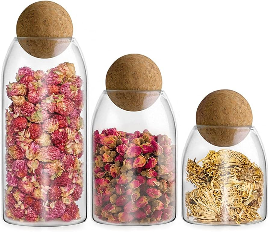 MDLUU Glass Jar with Ball Cork Lid, Glass Canister with Wood Lid, Storage Container Jars for Coff... | Amazon (US)