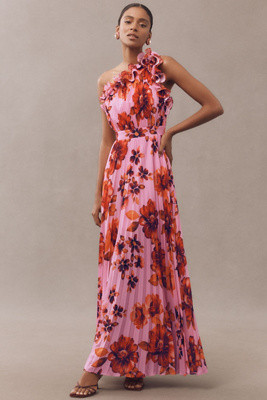 Dress The Population One-Shoulder Ruffled Fit & Flare Vida Maxi Dress | Anthropologie (US)