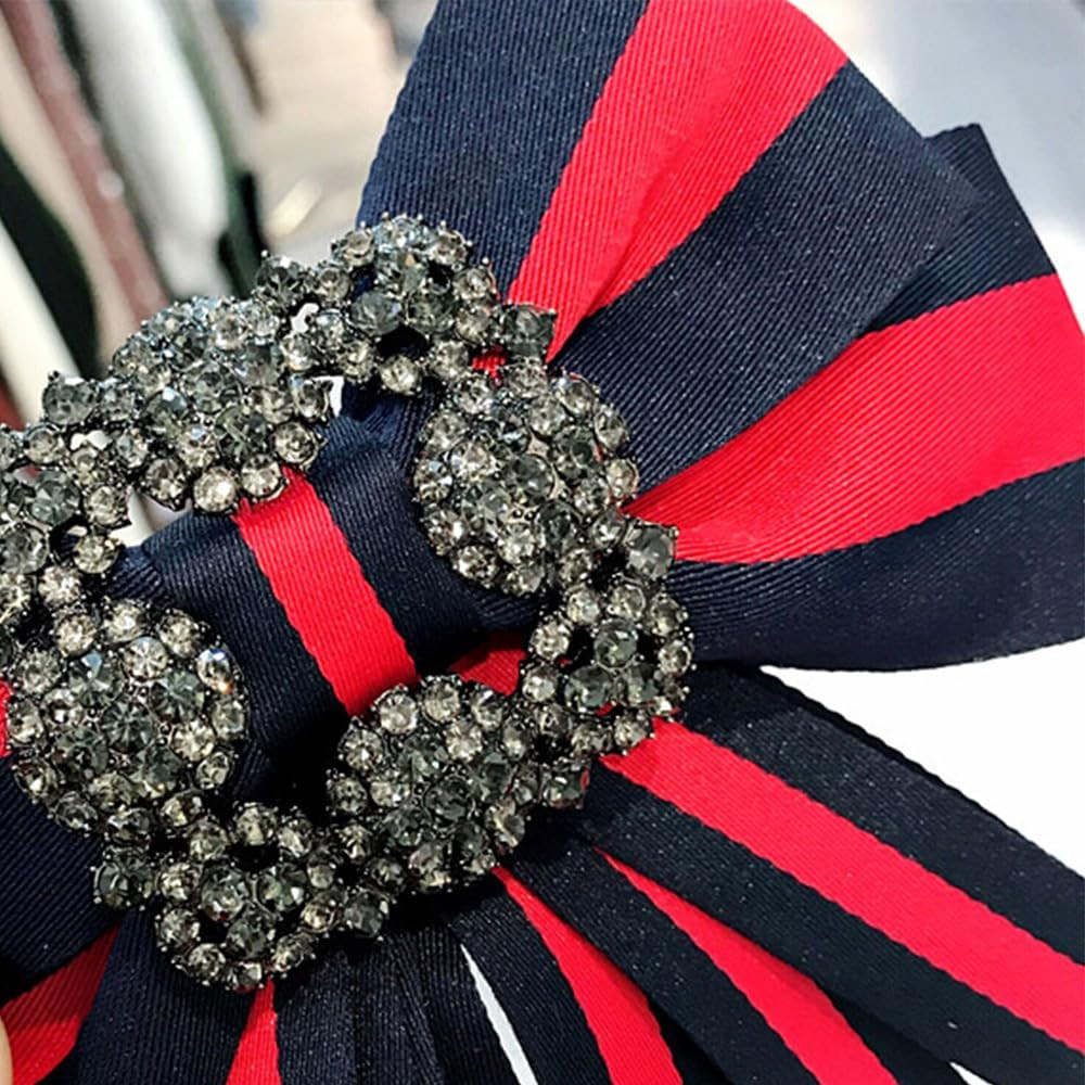 Vintage striped rhinestone Bow Blouse Embellishment Neckline Women's blouse bow tie corsage acces... | Amazon (US)