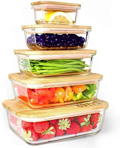 Glass Containers with Bamboo Lids Urban Green, Meal Prep Glass Containers, Glass Food storage Con... | Amazon (US)