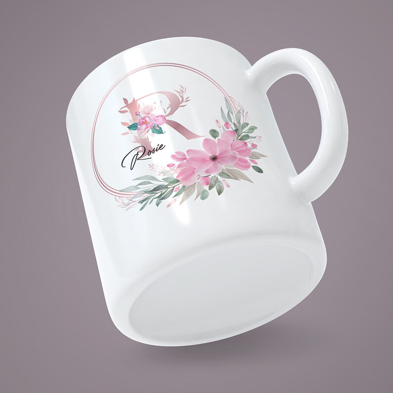Personalized Initial Rose MugFloral Alphabet Coffee | Etsy | Etsy (US)