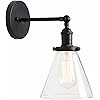 Permo Industrial Wall Sconce Lighting with On/Off Switch Funnel Flared Clear Glass Hand Blown Sha... | Amazon (US)