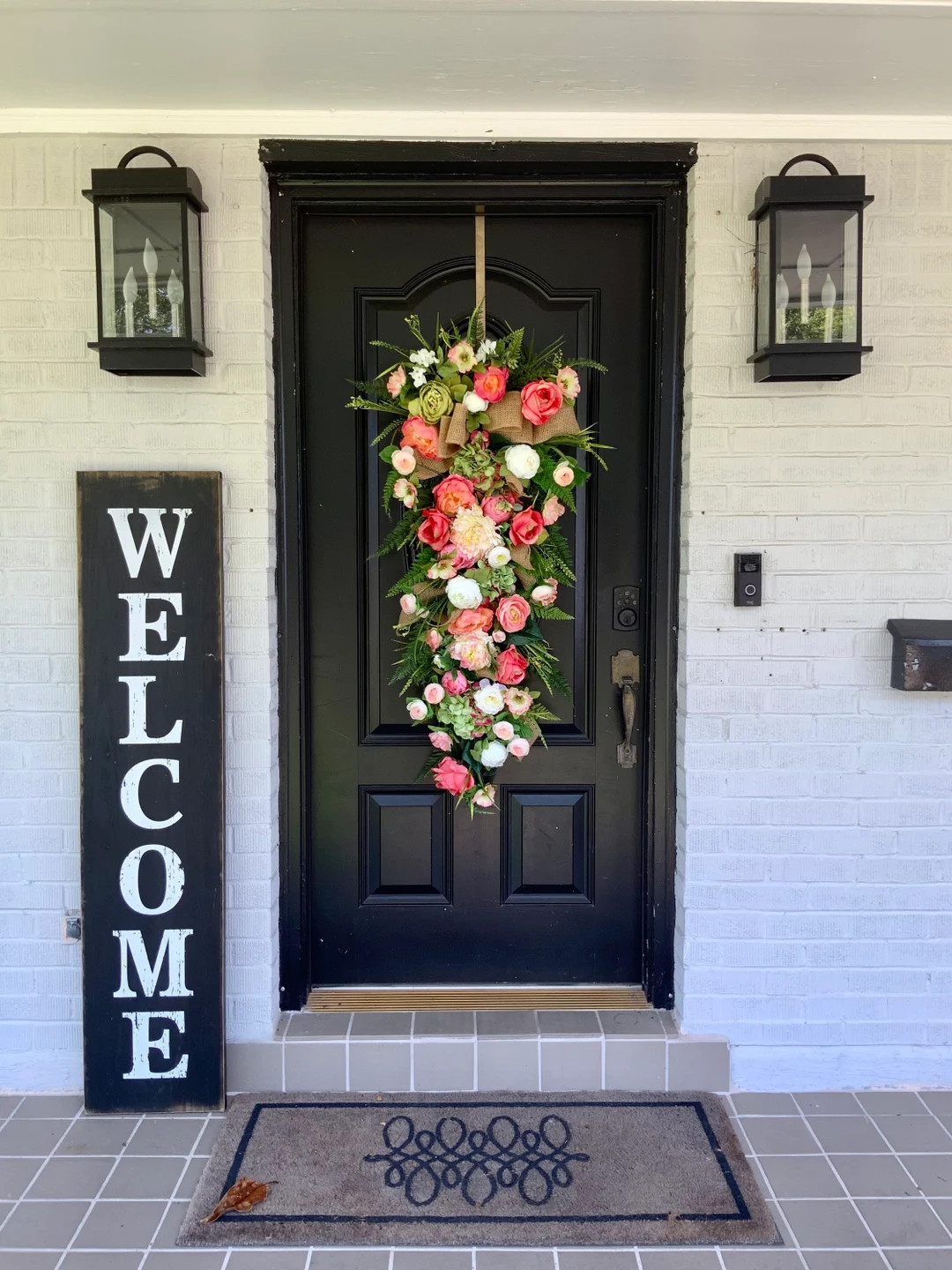 Floral Spring Swag, Summer Door Decor, 47" Long | Etsy (US)