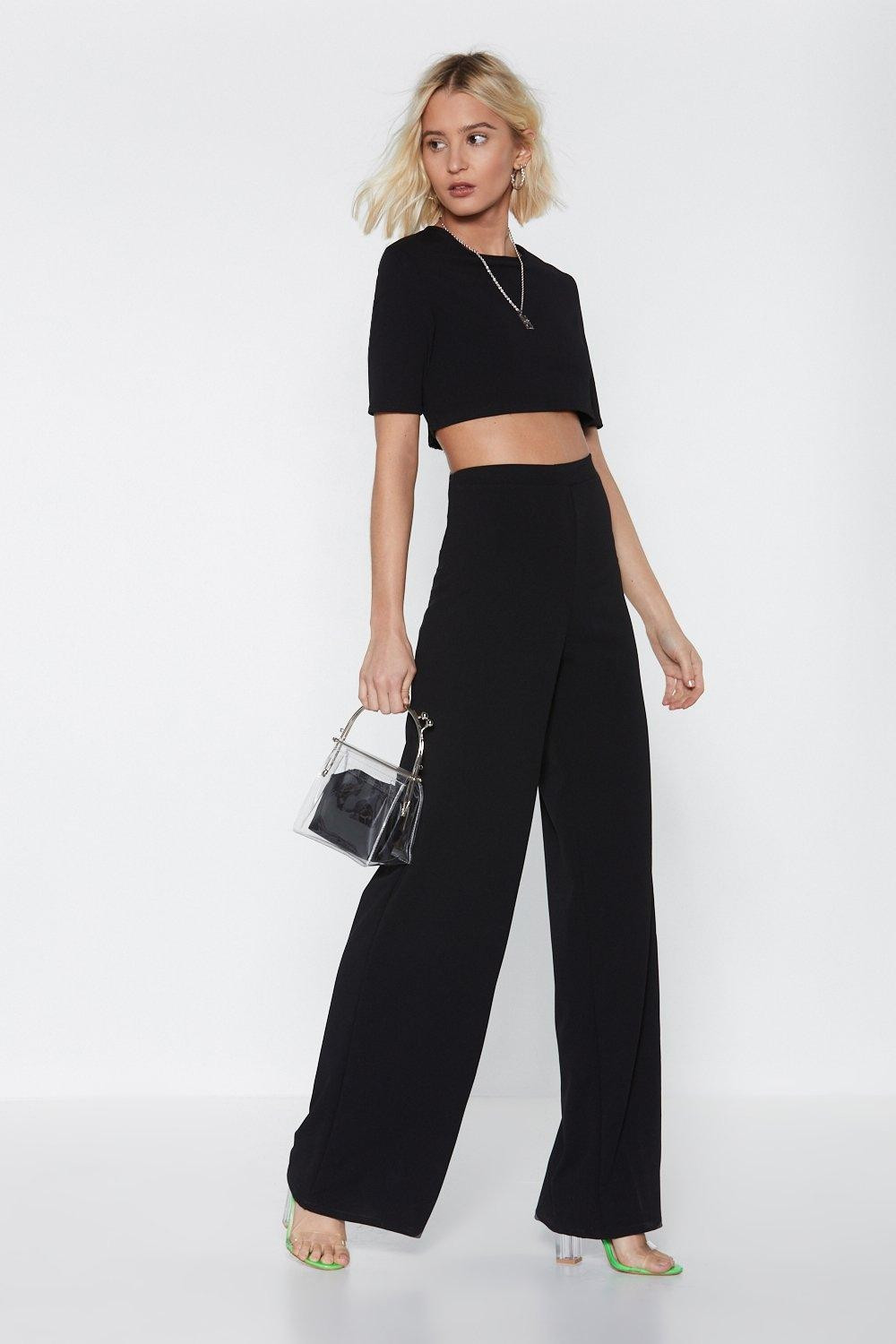 Crop T-shirt And Wide-Leg Pants Set | NastyGal (US & CA)