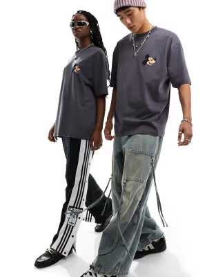 ASOS DESIGN Disney unisex oversized tee in charcoal with Mickey Mouse chest print | ASOS (Global)