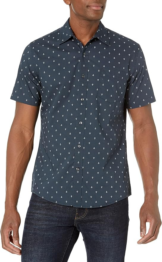 Amazon Essentials Men's Slim-Fit Short-Sleeve Print Shirt | Amazon (US)