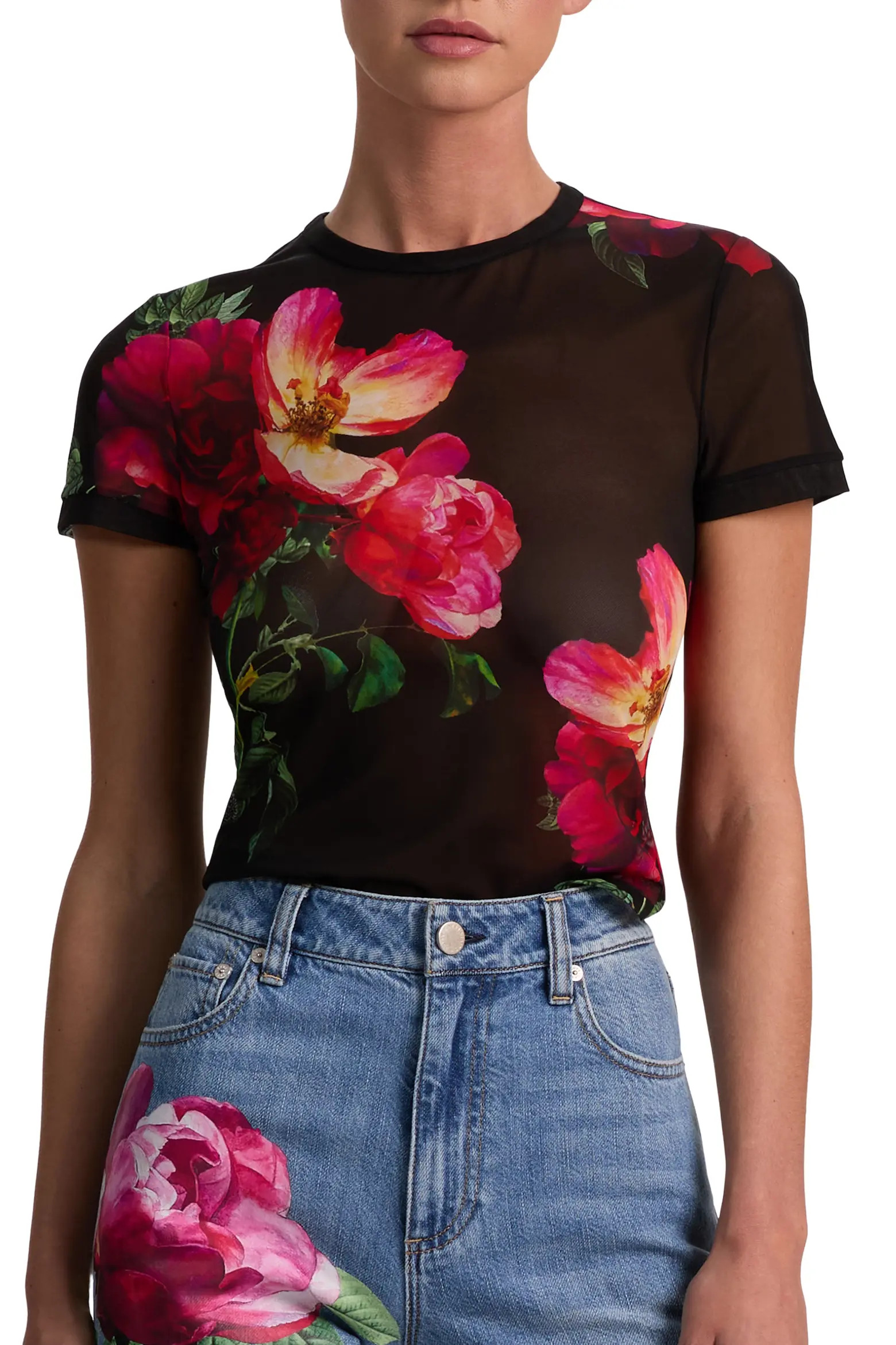 Alice + Olivia Tess Floral Mesh T-Shirt (Women) | Nordstrom | Nordstrom