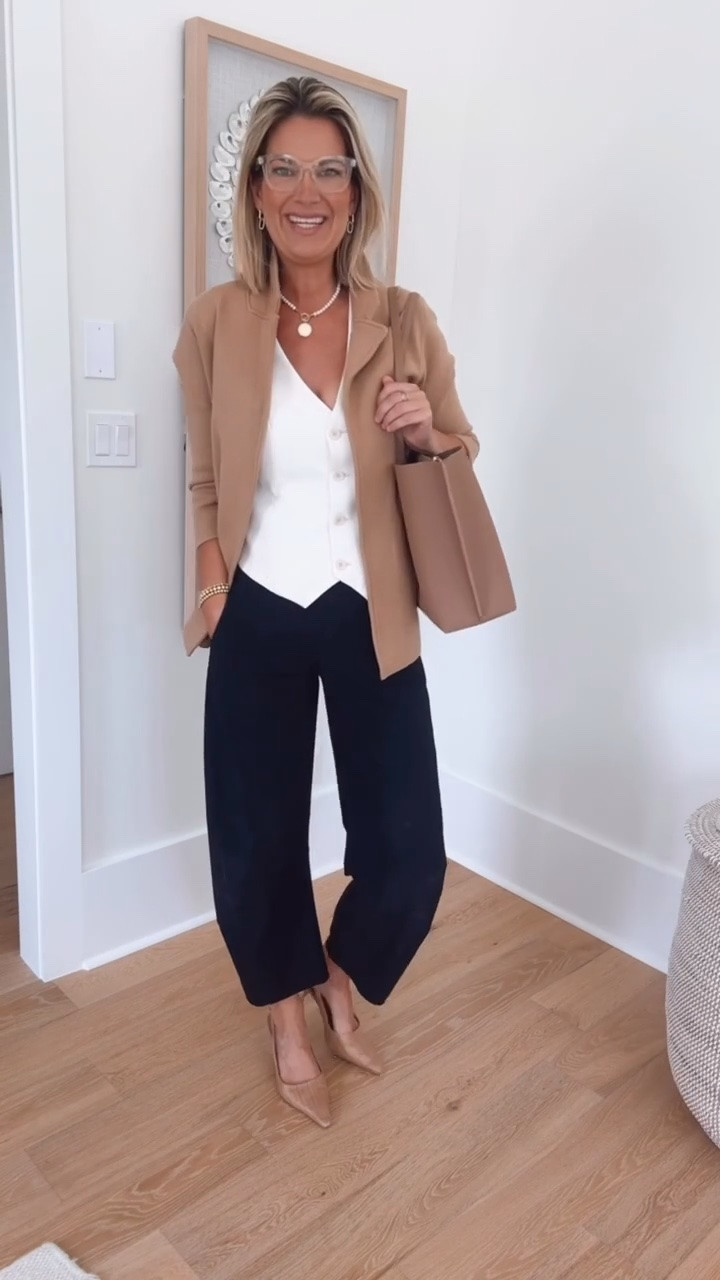 Workwear outfit. These viral pants are sooo good. I’m obsessed! They can be styled so many ways. I’m 5’11” and have the 4 long.

#LTKTall #LTKWorkwear #LTKOver40