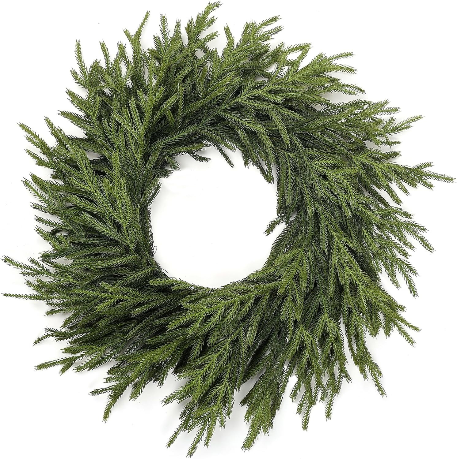 24" Real Touch Norfolk Pine Wreath for Front Door Artificial Christmas Wreath Green Faux Pine Wre... | Amazon (US)