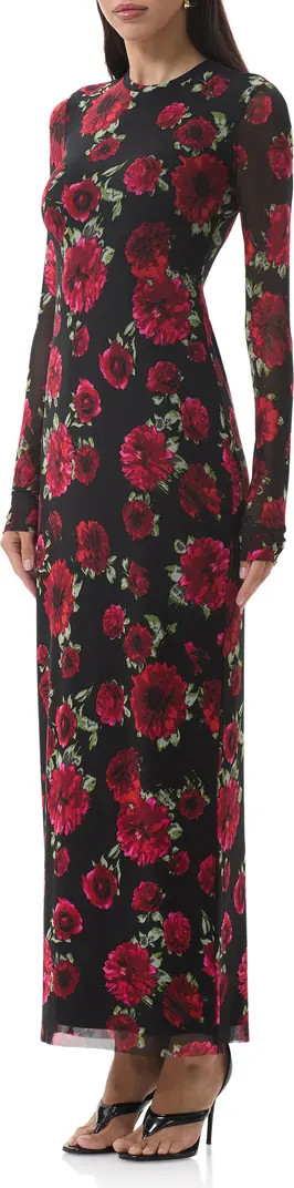 AFRM Didi Printed Long Sleeve Mesh Maxi Dress | Nordstrom | Nordstrom