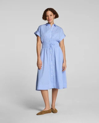 SPANX® Poplin Smocked Midi Shirt Dress | Spanx