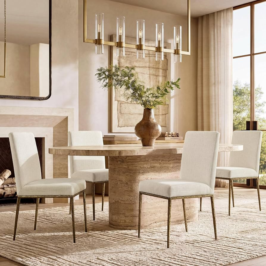 Morden Fort Upholstered Dining Chairs Set of 4, Gold Hammered Metal Frame | Amazon (US)