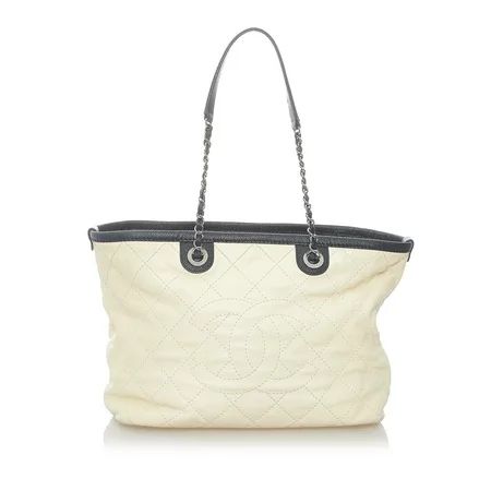 Pre-Owned Chanel Caviar Shopping Tote Bag Leather White | Walmart (US)