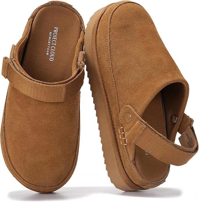 Project Cloud 100% Genuine Leather Clogs for Women - Memory Foam Womens Clogs & Mules with Adjust... | Amazon (US)