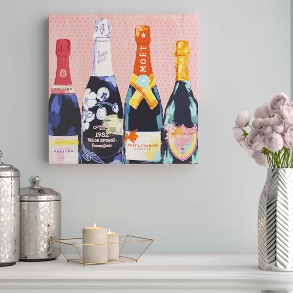 'Pass The Bottle! Drinks and Spirits Art' Wrapped Canvas Print | Wayfair North America
