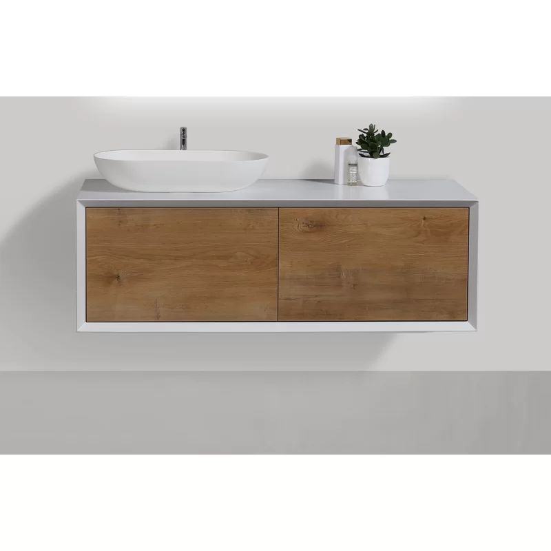 Leffler 48'' Wall Mounted Single Bathroom Vanity with Plastic Vanity Top | Wayfair North America