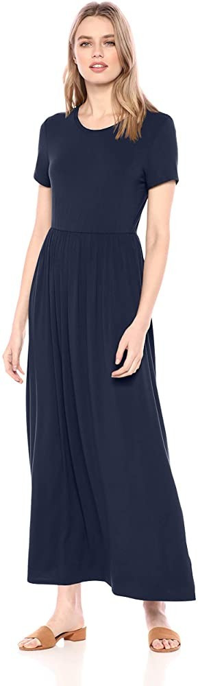 Amazon Essentials Women's Short-Sleeve Waisted Maxi Dress | Amazon (US)