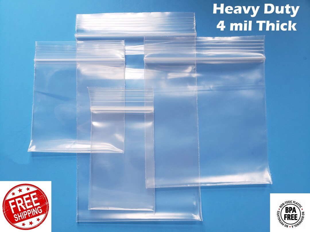 100 Count Heavy Duty Clear Plastic Zip Bags, 4mil Thickness, Reclosable Top Lock Large Small Mini... | Etsy (US)