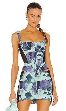 Miaou Deville Corset in Azul Print from Revolve.com | Revolve Clothing (Global)