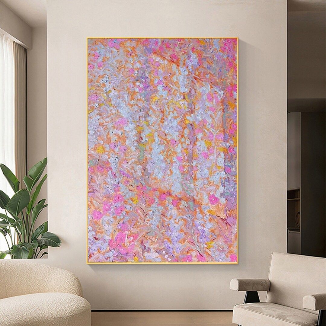 Abstract Pink Flower Oil Painting on Canvas Original Floral - Etsy | Etsy (US)