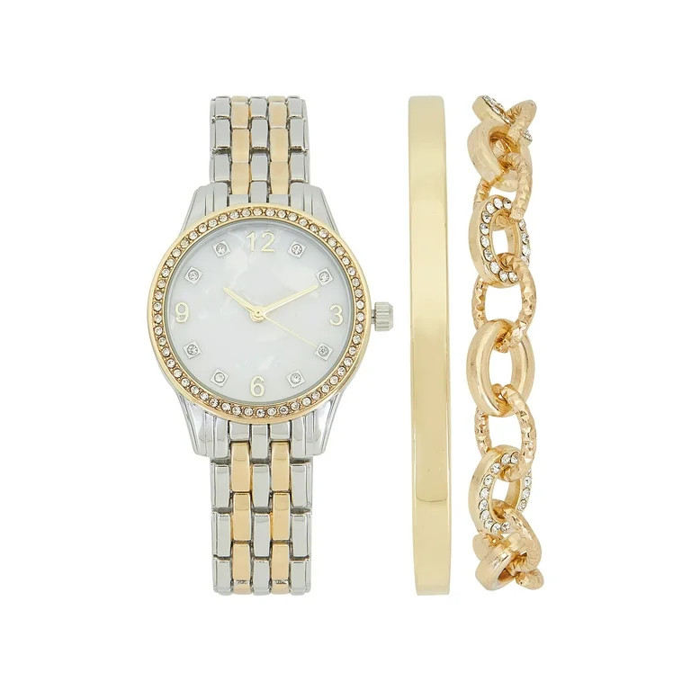 Time & Tru A0632G-40-B34 Round Female Adult Watch and Bracelet Set - Walmart.com | Walmart (US)