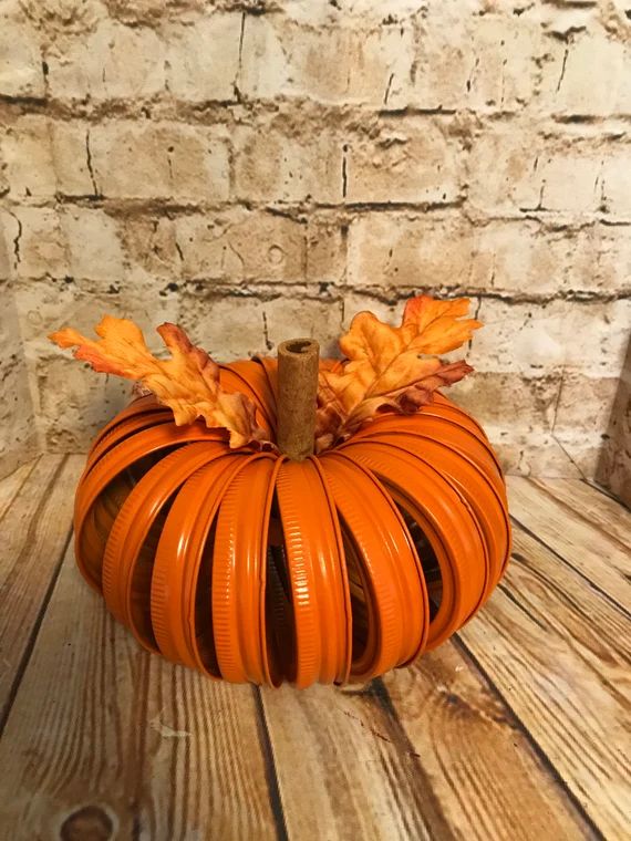 Mason Jar Lid Pumpkin fall autumn pumpkin mason jar lids | Etsy | Etsy (US)