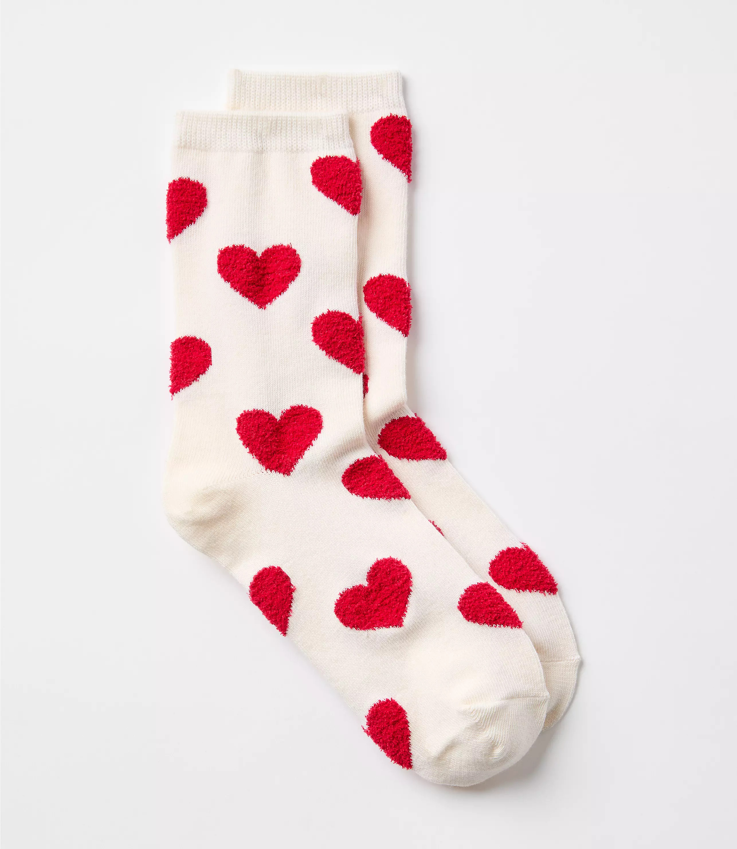 Fluffy Heart Crew Socks | LOFT