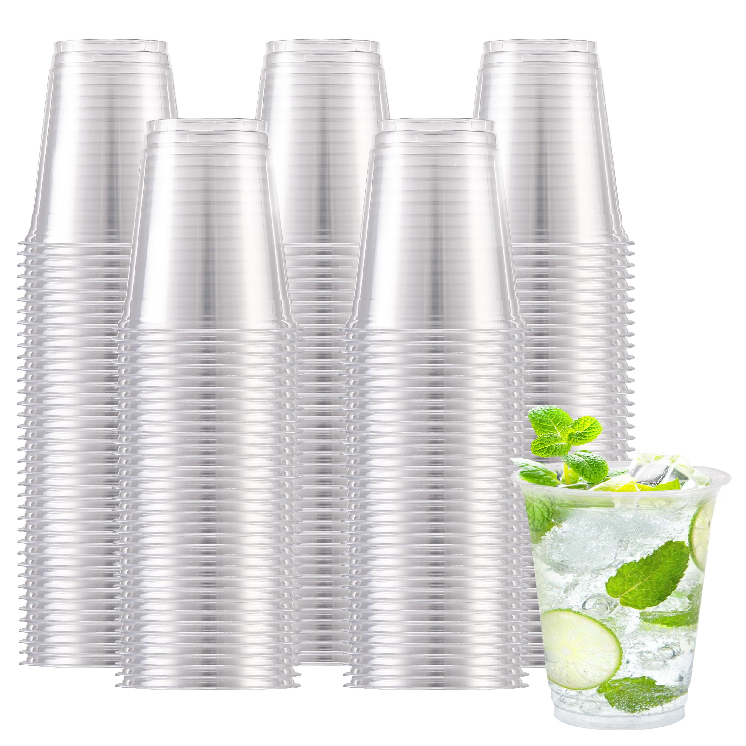 Lamosi 12 oz Clear Plastic Cups, 300 Pack Disposable Party & Wedding Cups for Iced Coffee, Frozen... | Amazon (US)