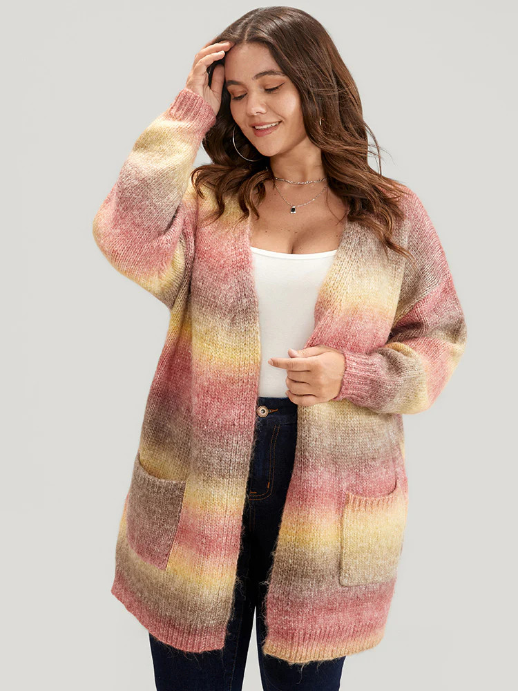 Ombre  Spacedye Knit Pocket Open Front Heather Cardigan | Bloomchic