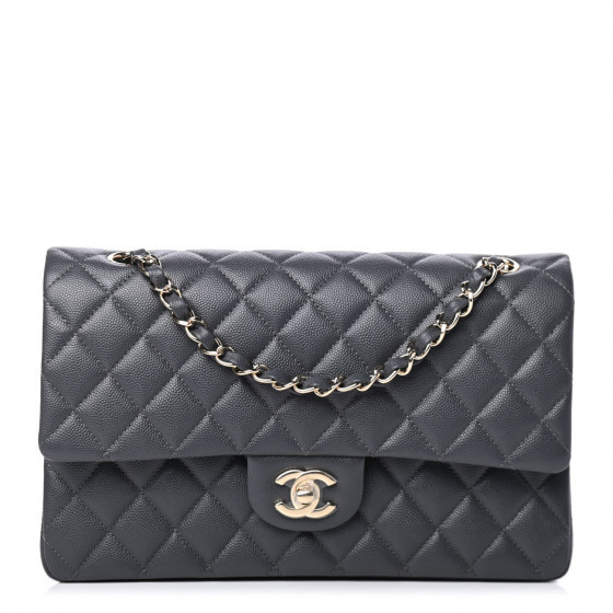 CHANEL Caviar Quilted Medium Double Flap Dark Grey | FASHIONPHILE | Fashionphile