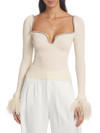 Click for more info about Knit Feather-Embellished Blouse
