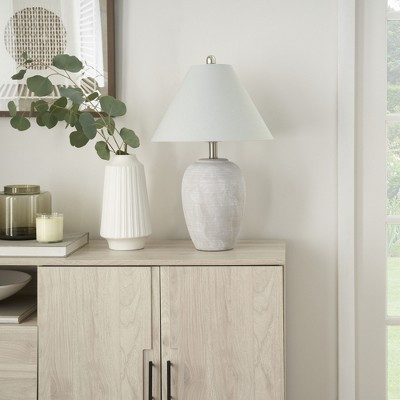 23" Grey White Washed Ceramic Jar Table Lamp - Nourison | Target