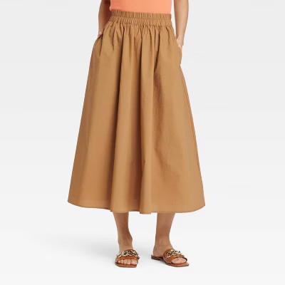 Women's Smocked Waist Mid-Rise A-Line Skirt - A New Day™ | Target
