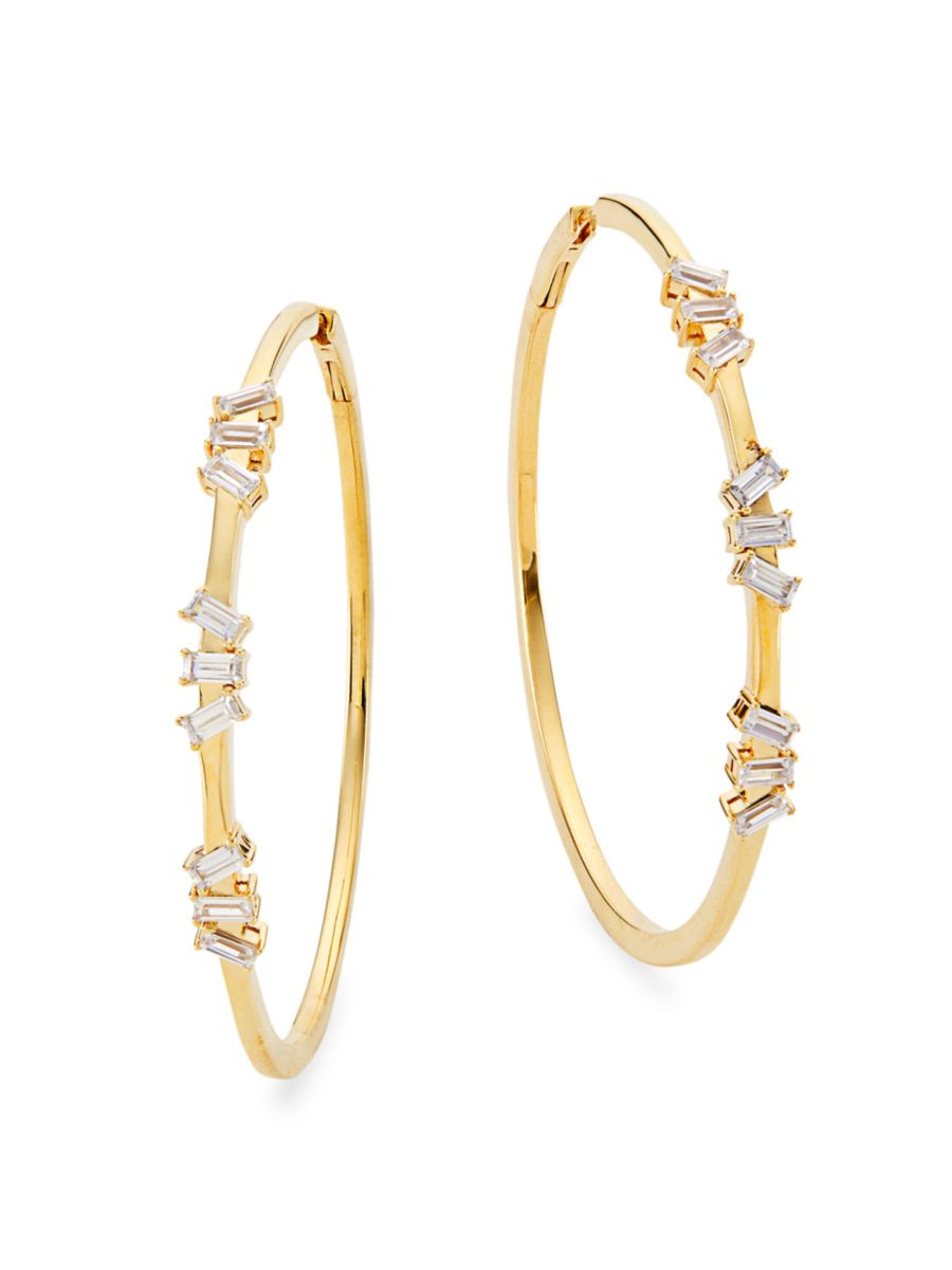 Veritas 18K-Gold-Plated & Cubic Zirconia Hoop Earrings | Saks Fifth Avenue