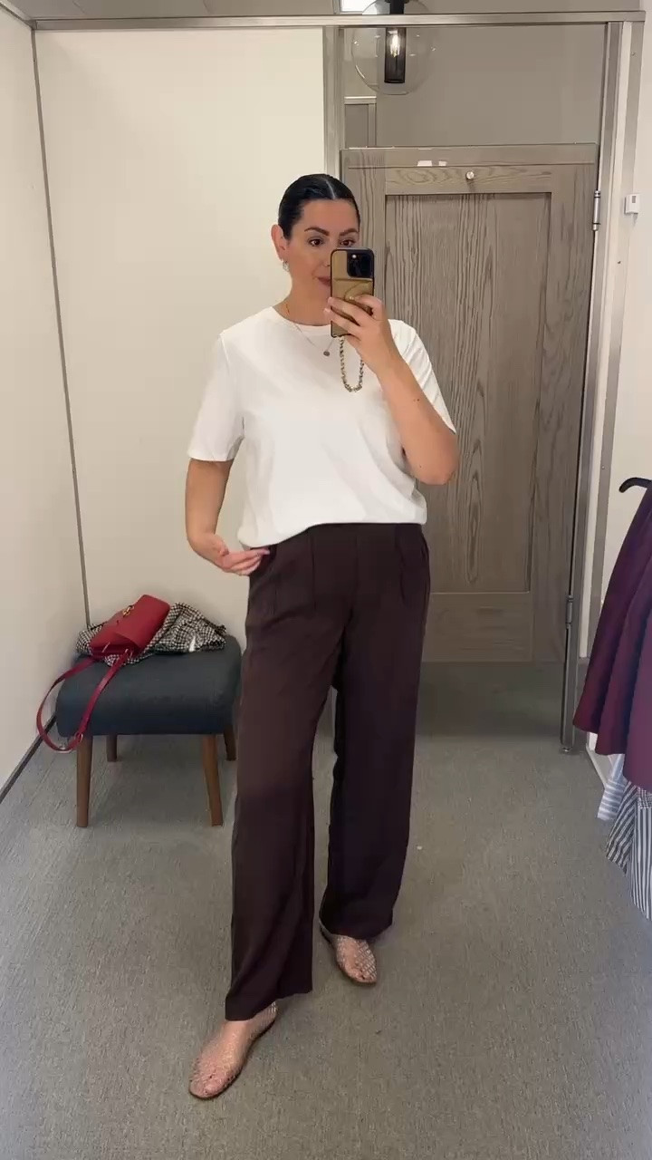 Restock alert! This tee + these Reformation pants are back! I’m in the medium and size 10.
