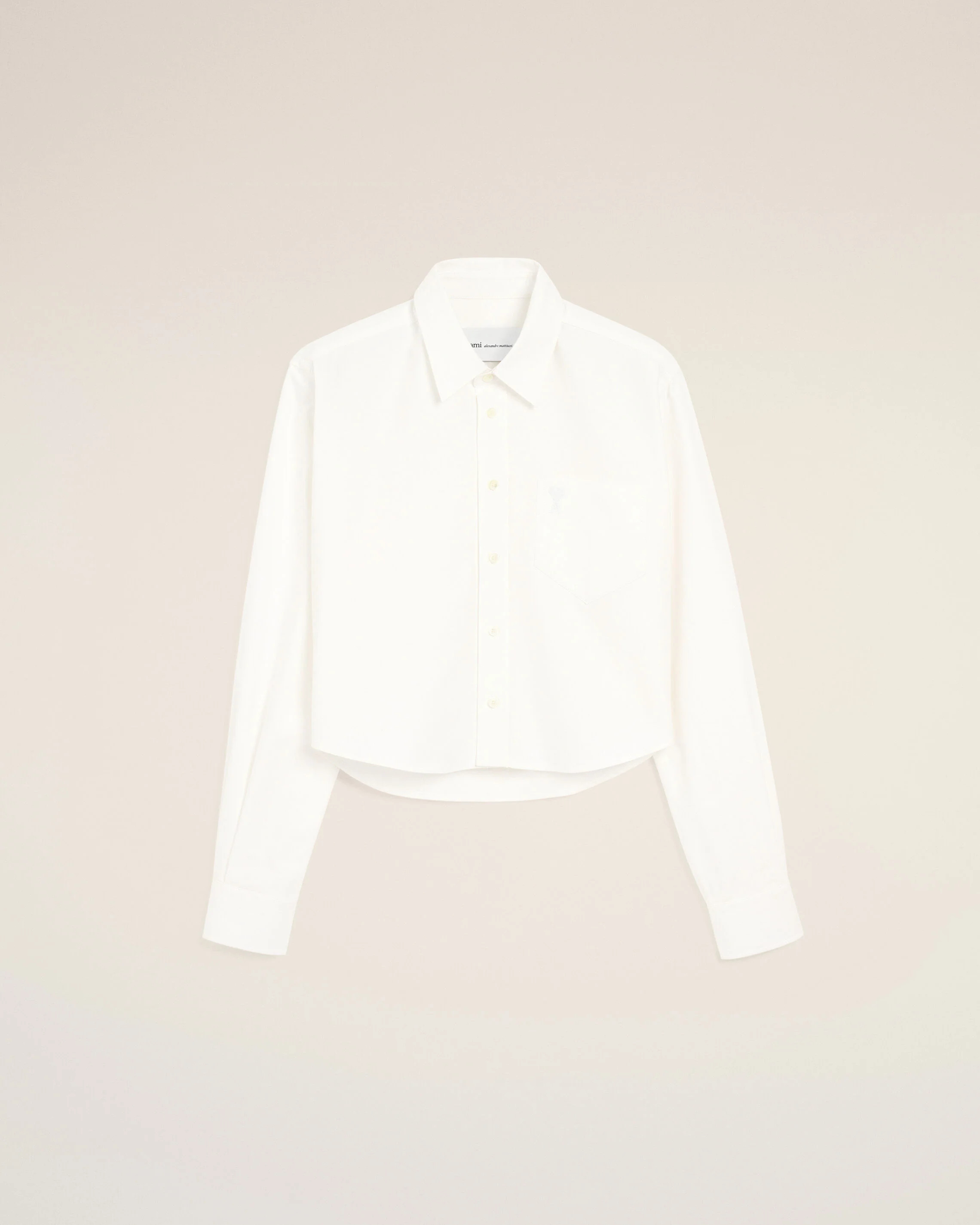 NATURAL WHITE White cotton cropped shirt with embossed Ami de Coeur | Ami Paris | AMI Paris FR