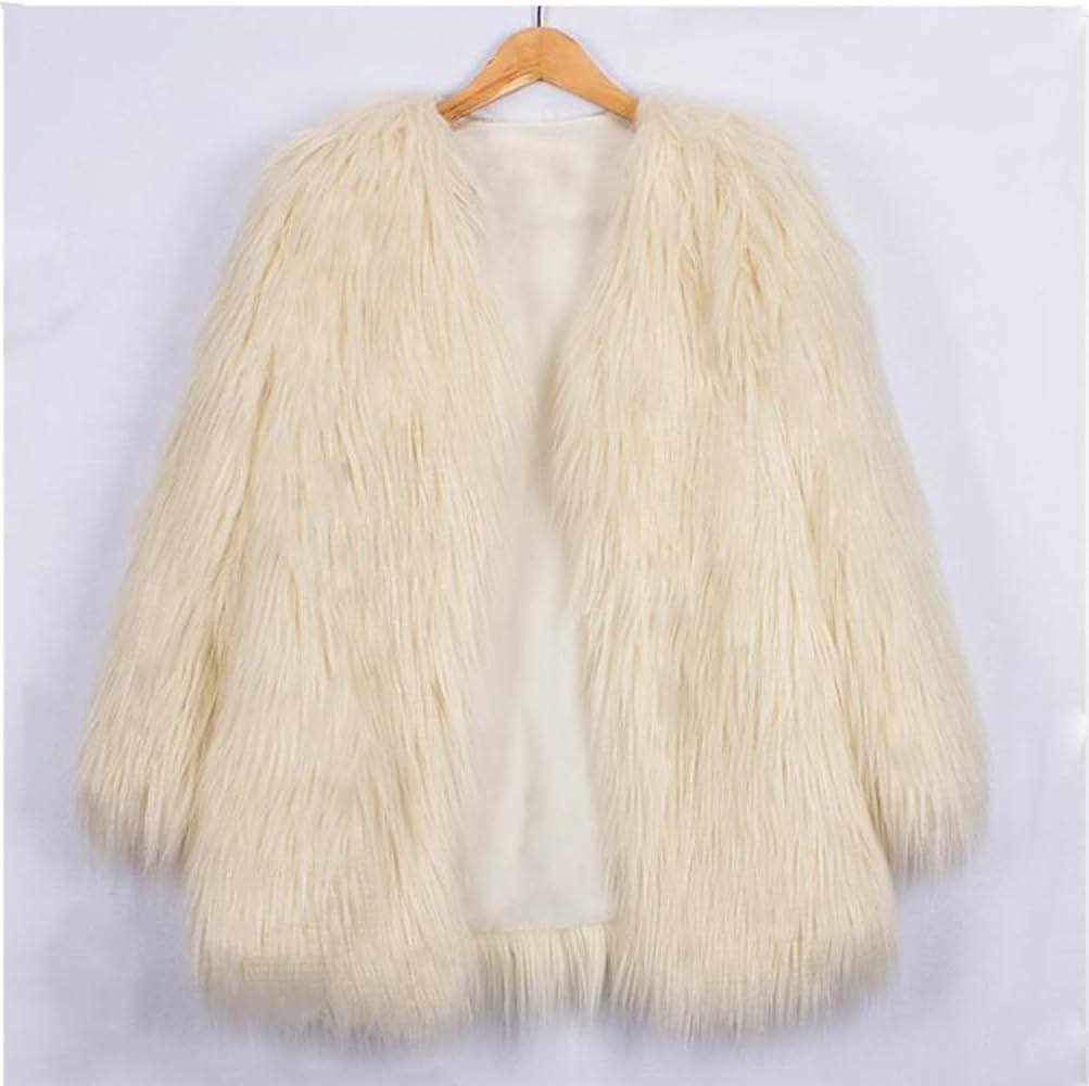 Lisa Colly Women's Autumn Winter Long Sleeve Fluffy Faux Fur Coat Shaggy Jacket Overcoat | Amazon (US)