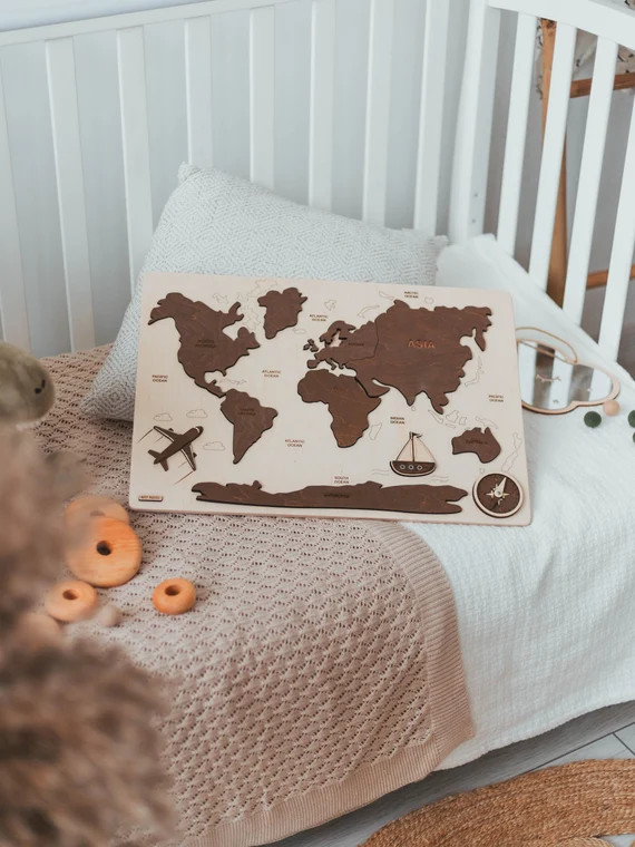 Wooden World Map - Personalized Puzzle | Etsy (US)