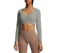 Aoxjox Long Sleeve Crop Tops for Women Define Sculpt Workout Crop T Shirt Top | Amazon (US)