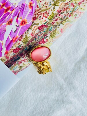 Yves Saint Laurent YSL Arty Clear Soft Pink Statement Chunky Ring Size 6 Gold | eBay UK