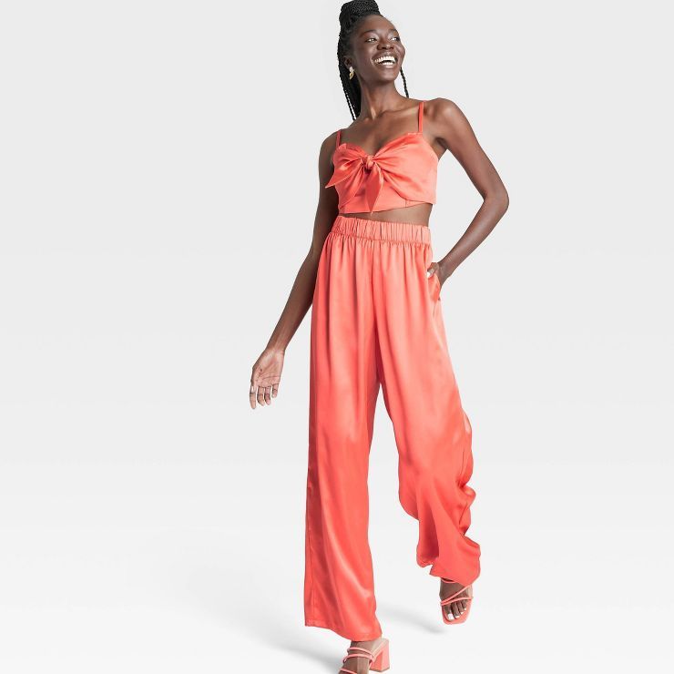 Black History Month Target x Sammy B Women's Mid-Rise Satin Pull-On Pants - Orange | Target