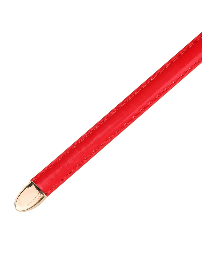 INSPIRE CHIC Women Skinny PU Leather Belt, Thin Waist Belts with Gold Metal Buckle Red | Walmart (US)