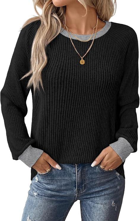 WIHOLL Womens Tops Long Sleeve Shirts Fall Fashion Sweaters Outfits | Trendy School Teacher Shirt... | Amazon (US)