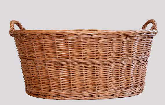 Handmade Wicker Laundry Storage Oval Basket With Handles | Etsy | Etsy (US)