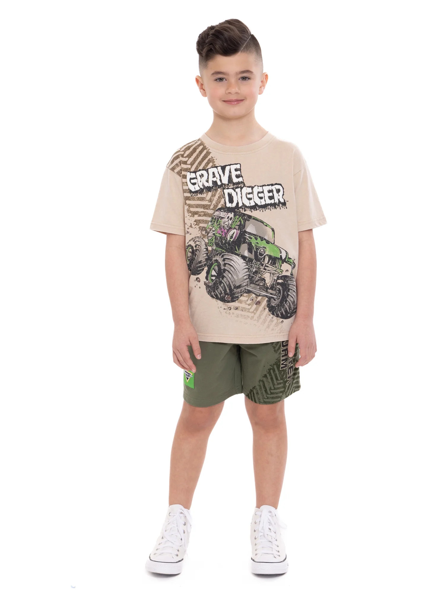Monster Jam Boys' Grave Digger Graphic Tee and Shorts Set, 2-Piece, Sizes 4-10 | Walmart (US)