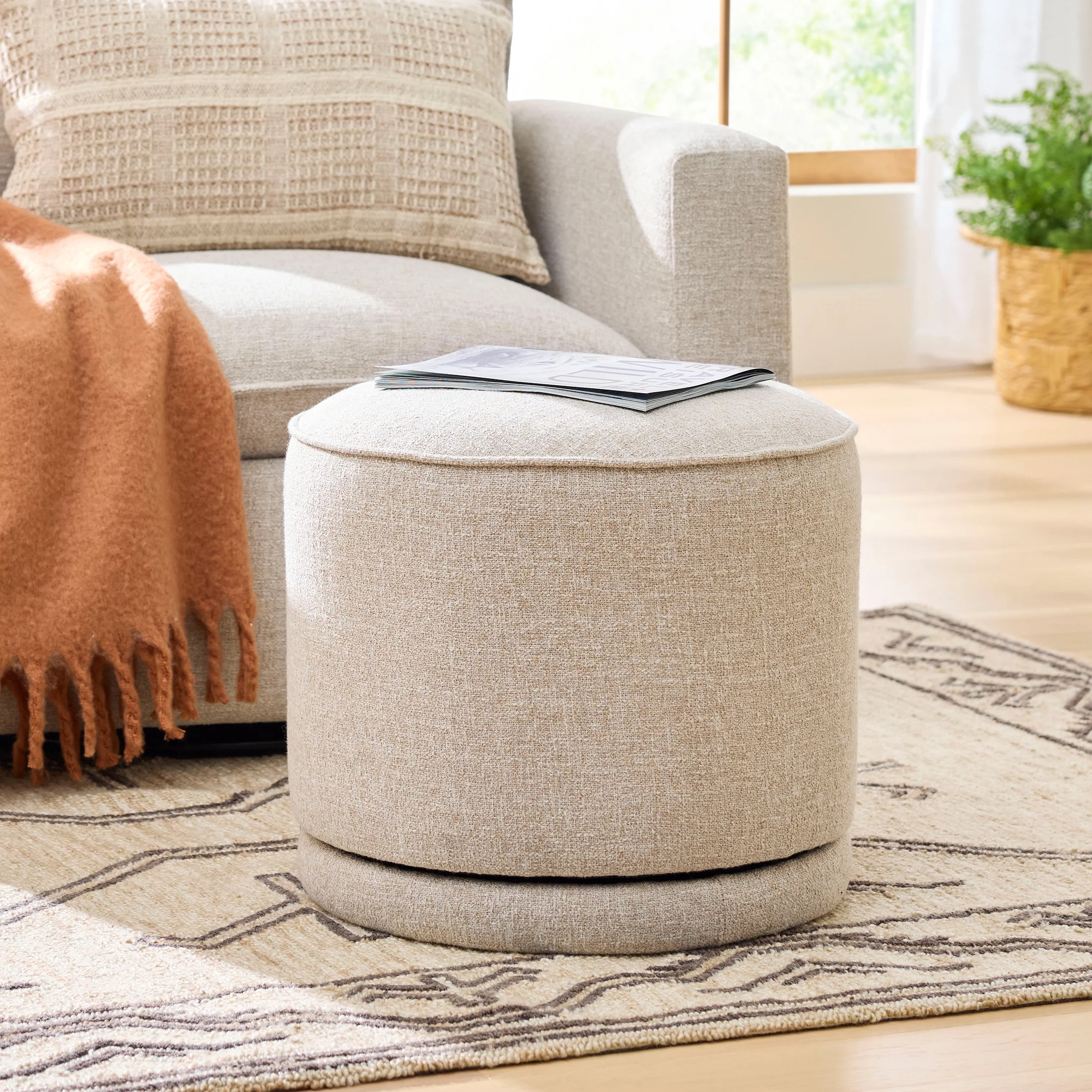 Better Homes & Gardens Elsie Swivel Ottoman, Heather Wheat | Walmart (US)