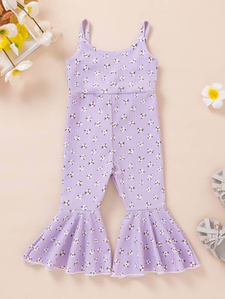 Toddler Girls Ditsy Floral Print Flare Leg Cami Jumpsuit | SHEIN