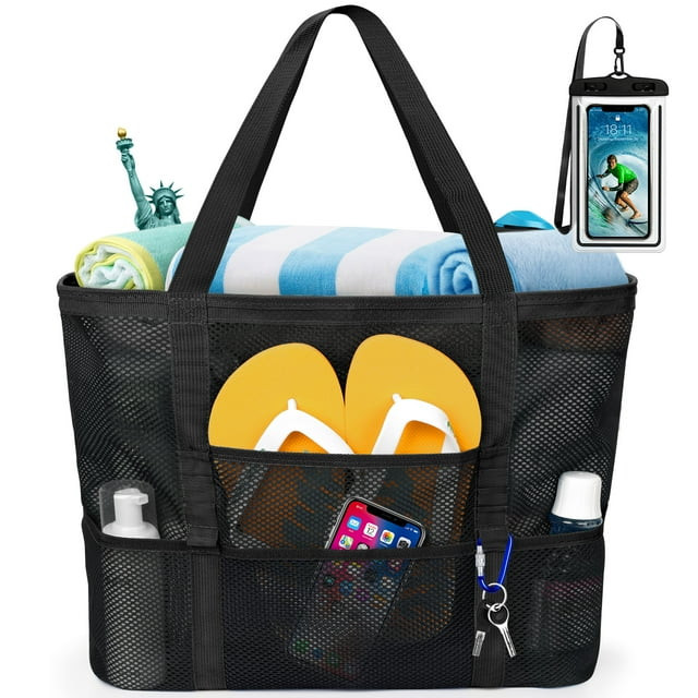 Livhil Mesh Beach Bag Rope Handles, Mesh Tote Bag for Women Contains Wicker Oversized Beach Tote ... | Walmart (US)